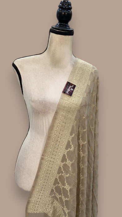 Pure Khaddi Georgette Dupatta - water zari