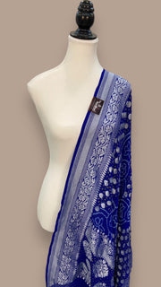 Pure Georgette Banarasi Bandhej Handloom Dupatta - The Handlooms