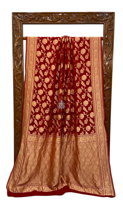 Pure Khaddi Georgette Banarasi Saree -  Gold zari