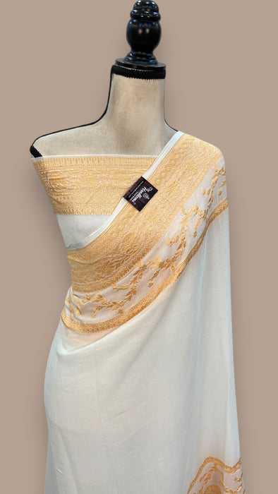 Pure Khaddi Georgette Banarasi Saree -  Gold zari