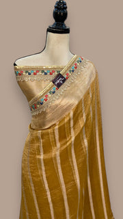 Pure Kora Tissue Handloom Banarasi Saree With Lace - The Handlooms