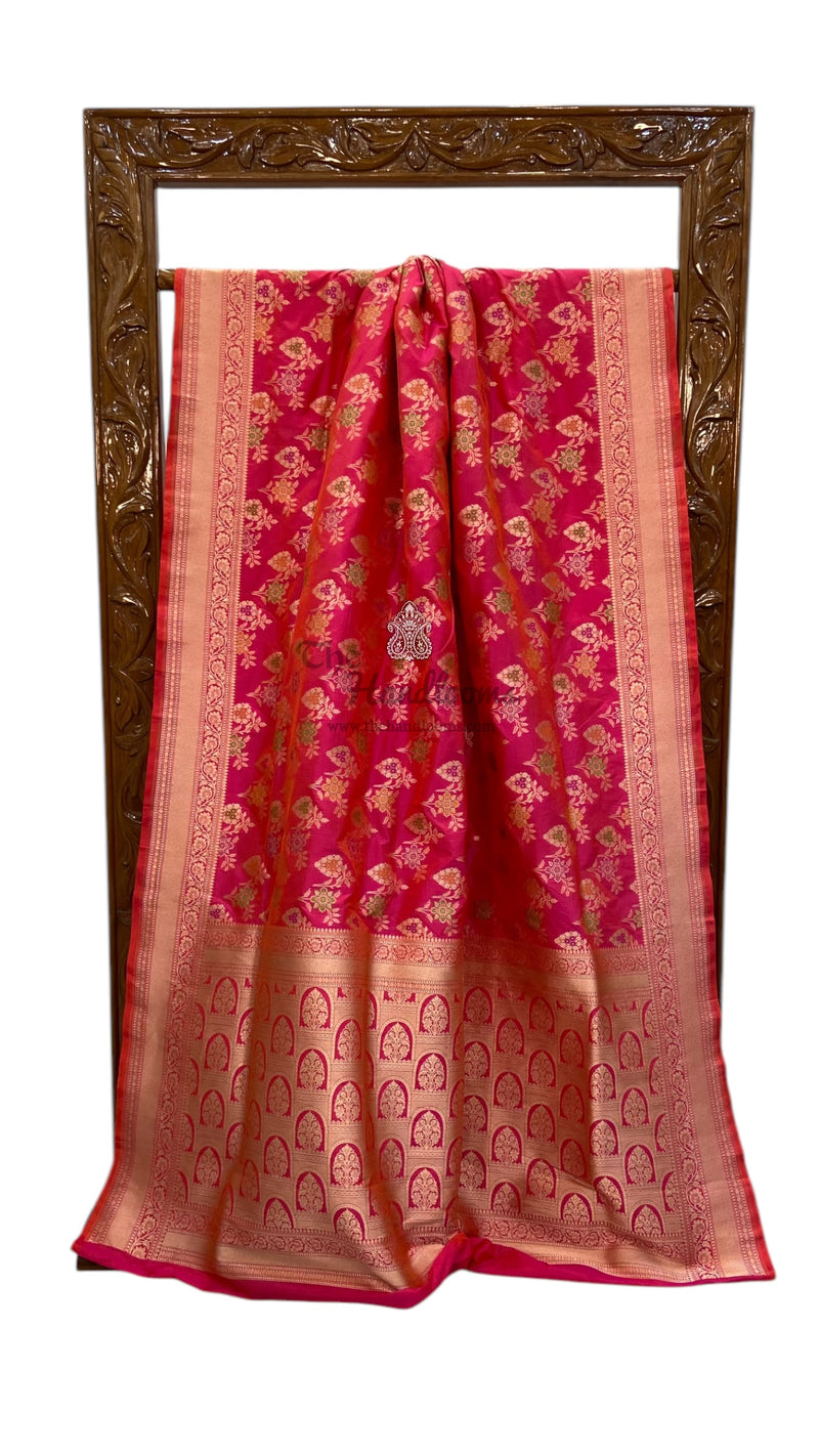 Pure Katan Silk Banarasi Handloom Saree - All over Jaal work - With Meenakari - The Handlooms
