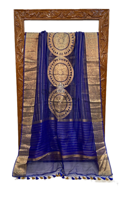 Pure Metallic Tissue Handloom Banarasi Saree