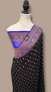 Khaddi Georgette Handloom Banarasi Saree - Antique Zari - The Handlooms