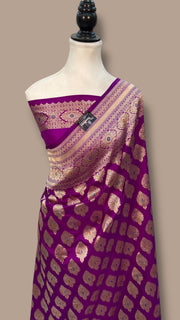 Pure Katan Silk Banarasi Handloom Saree - All over Jaal Work With Meenakari - The Handlooms