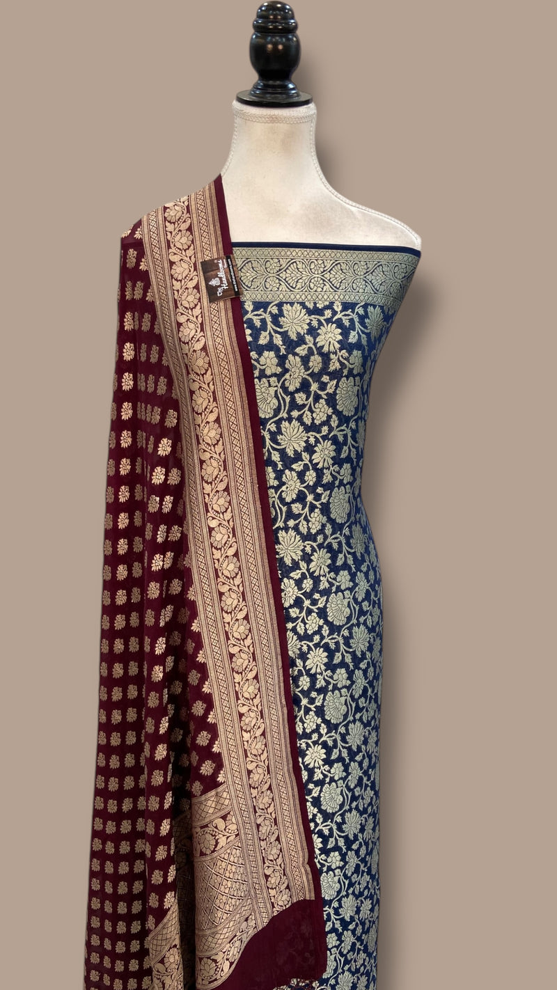 Khaddi Georgette Banarasi Dress material - The Handlooms