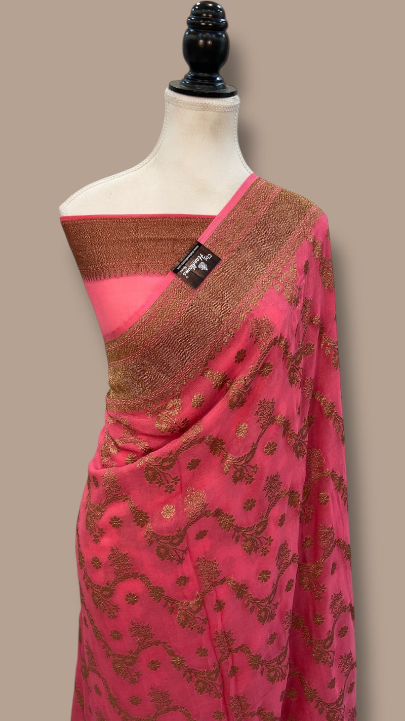 Pure Khaddi Georgette Handloom Banarasi Saree - The Handlooms