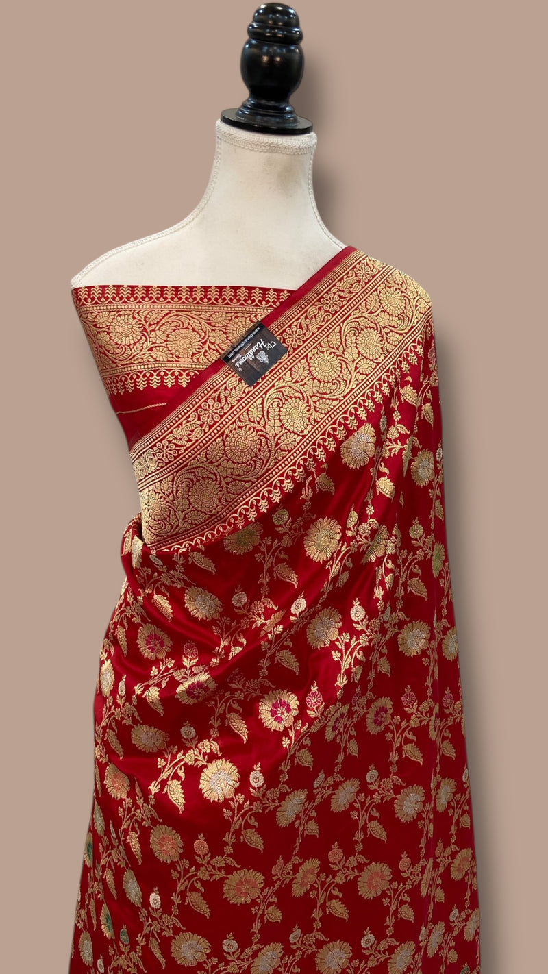 Ektara Pure Katan Silk Banarasi Handloom Saree - All over kadiyal Jaal work - The Handlooms