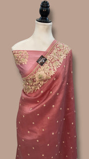 Pure Organza Handloom Banarasi Saree - Chikankari With Handwork - The Handlooms