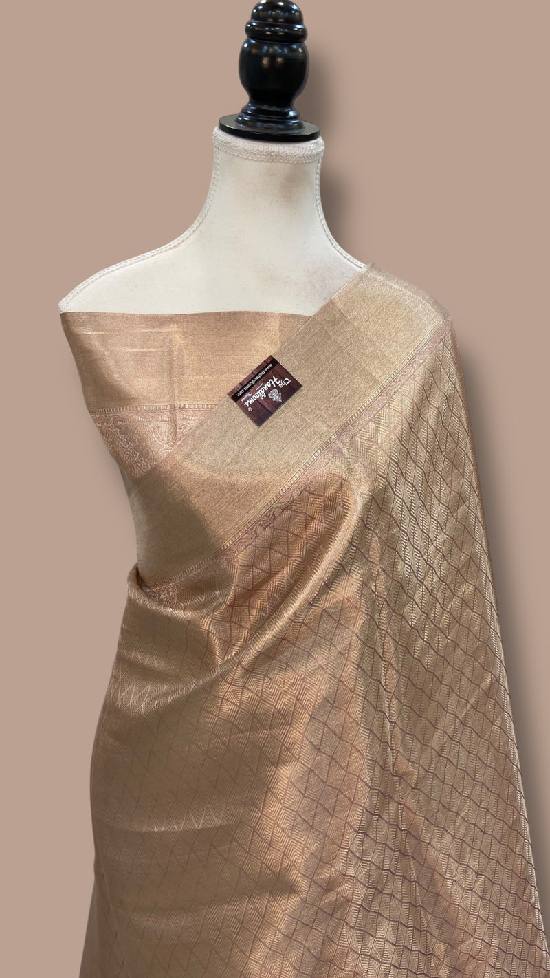 Pure Kora Tissue Tanchui Handloom Banarasi Saree - The Handlooms