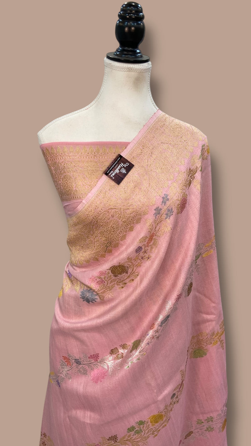Pure Tussar Handloom Banarasi Saree - All Over kadua Weaving - The Handlooms