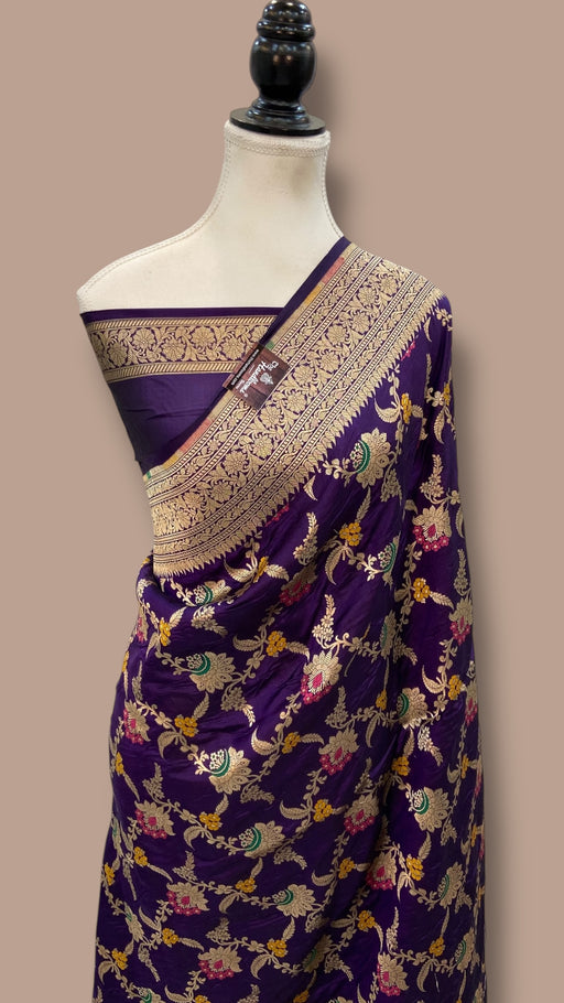 Pure Katan Silk Banarasi Handloom Saree - All Over Jaal Work - With Meenakari - The Handlooms