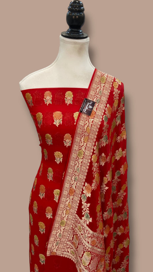 Khaddi Georgette Banarasi Dress material Water Zari - The Handlooms