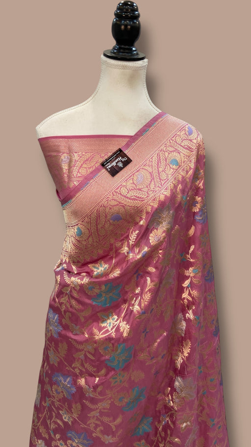 Pure Katan Silk Banarasi Handloom Saree - All Over Jaal Work - With Meenakari - The Handlooms