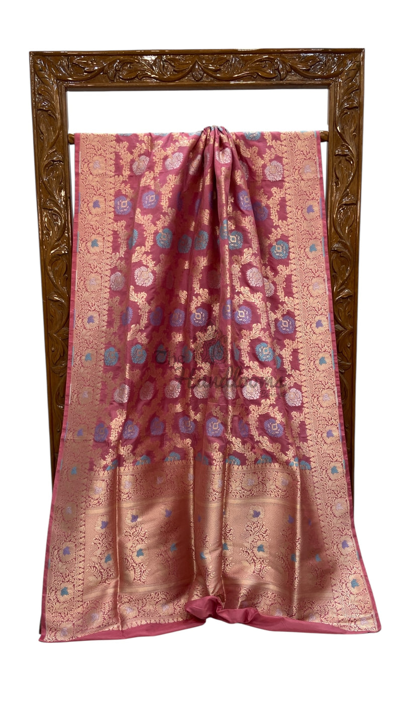 Pure Katan Silk Banarasi Handloom Saree - All Over Jaal Work - With Meenakari - The Handlooms