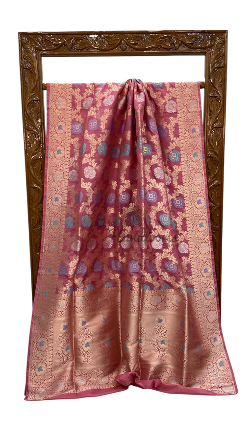 Pure Katan Silk Banarasi Handloom Saree - All Over Jaal Work - With Meenakari - The Handlooms