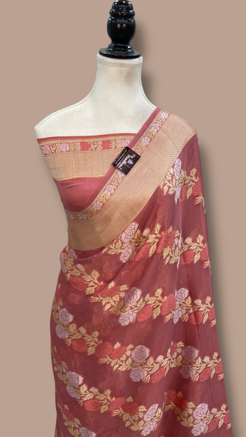 Pure Chiffon Khaddi Banarasi Saree - The Handlooms