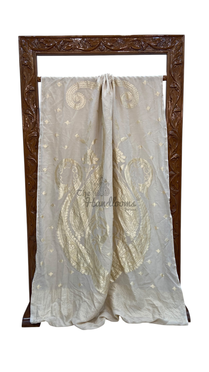 Moonga Georgette Handloom Banarasi Saree - The Handlooms