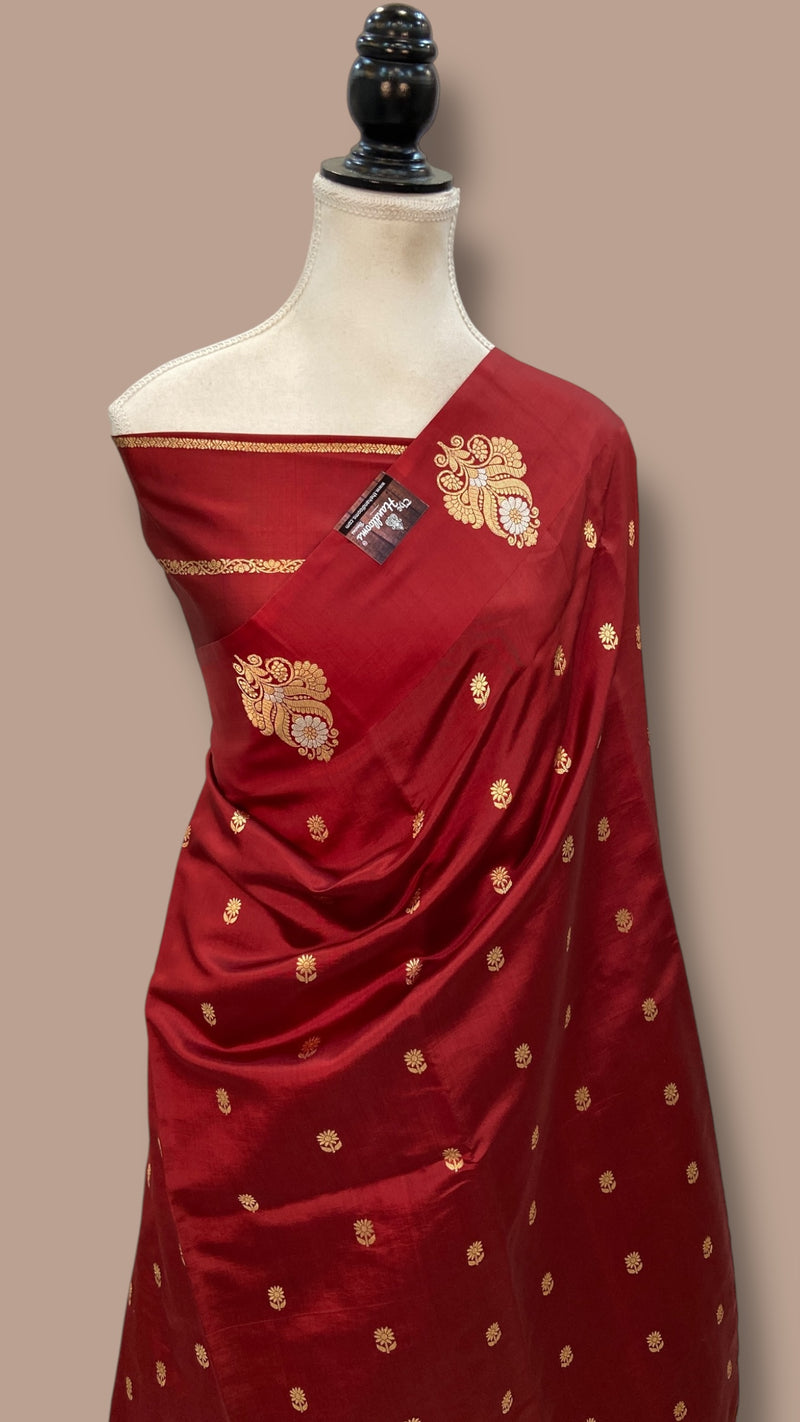 Pure Katan Silk Banarasi Handloom Saree - All over Kadua motifs - The Handlooms