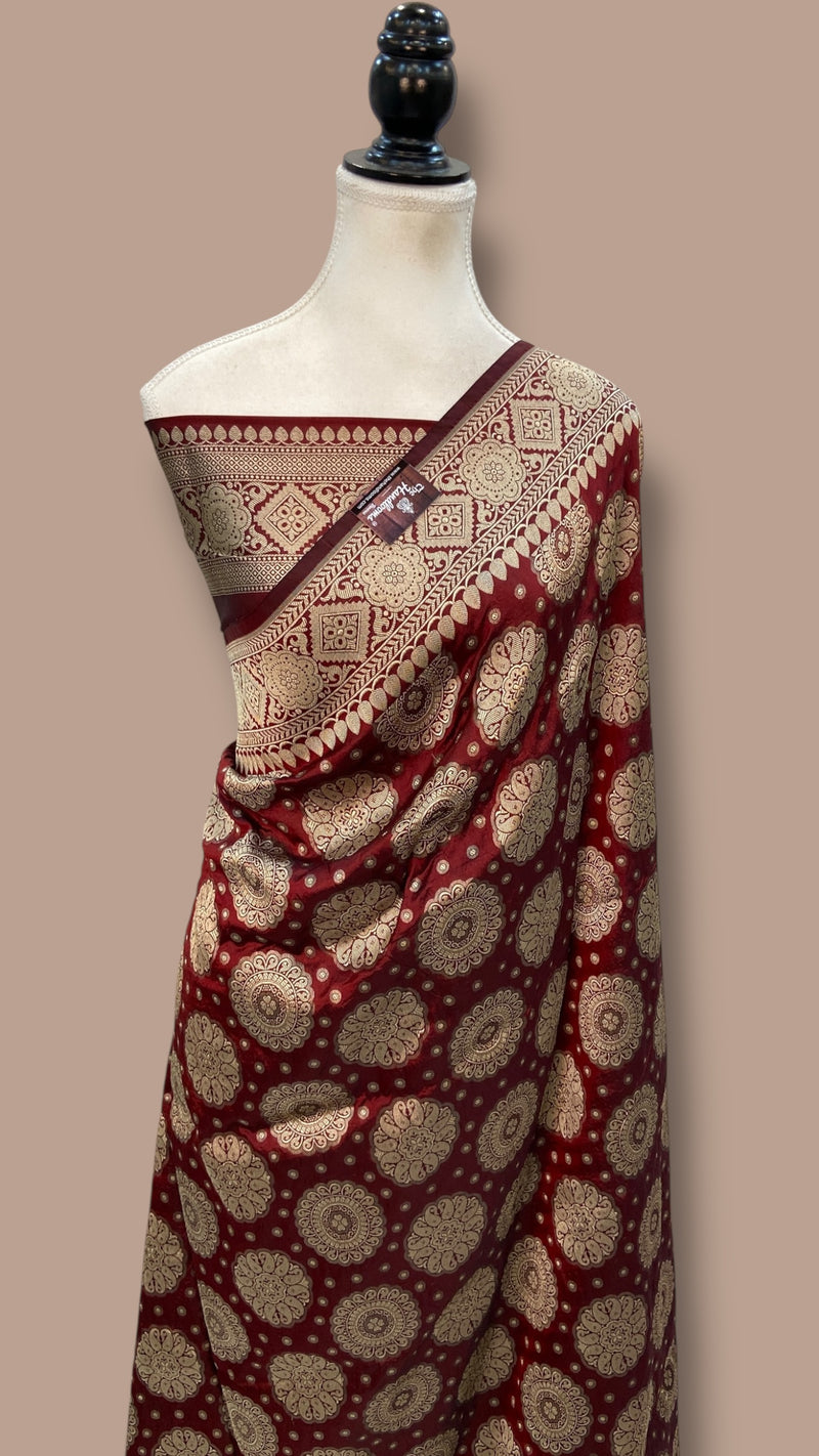 Pure Katan Silk Banarasi Handloom Saree - All Over Jaal Work - The Handlooms