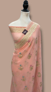 Khaddi Georgette Handloom Banarasi Saree - The Handlooms