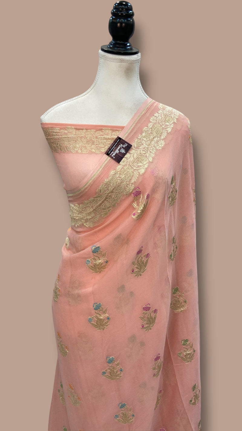 Khaddi Georgette Handloom Banarasi Saree - The Handlooms