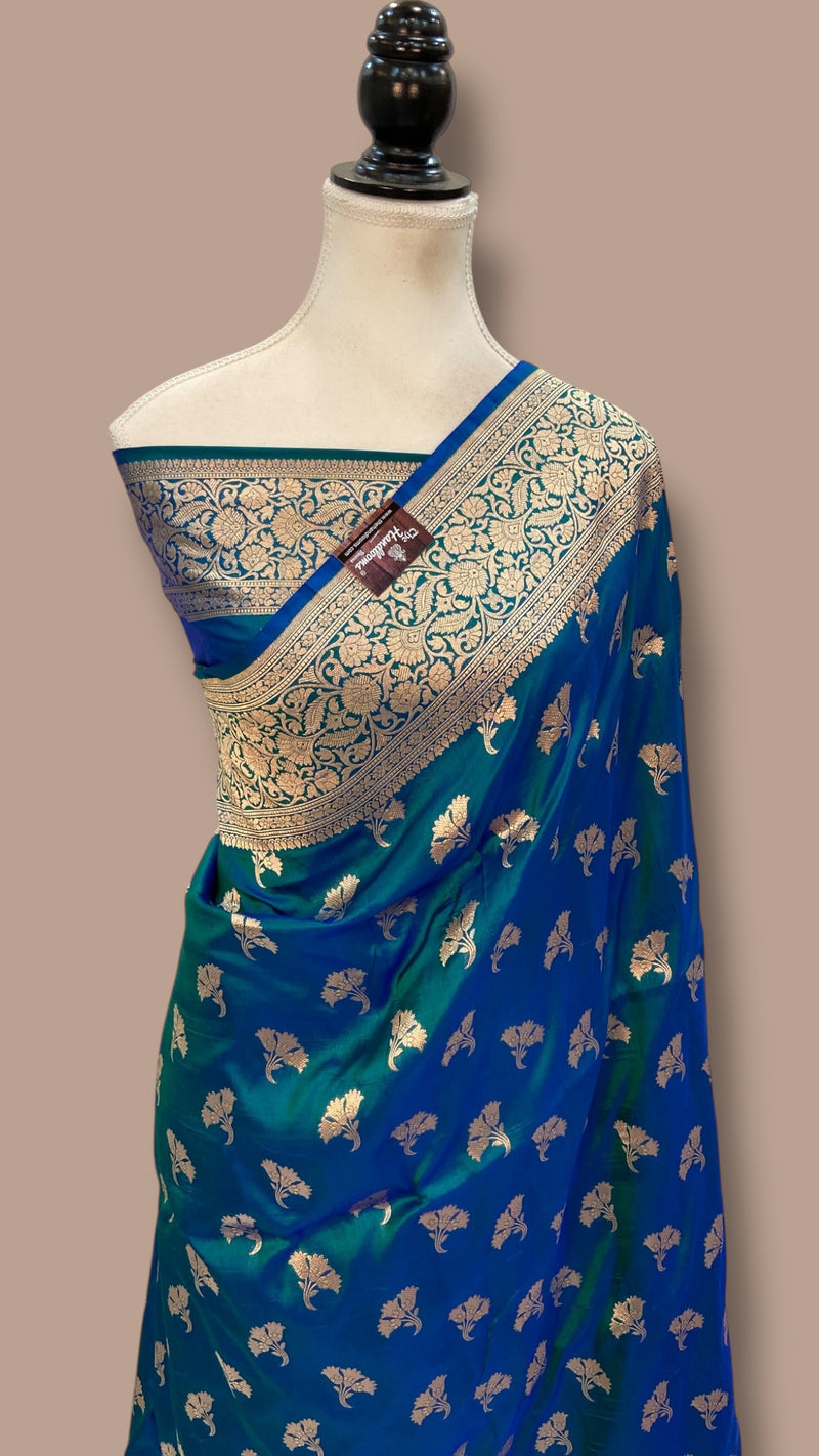 Pure Katan Silk Banarasi Handloom Saree - All over Jaal work - The Handlooms