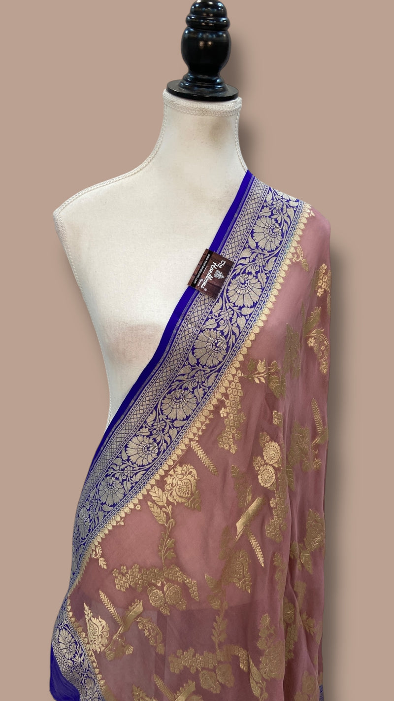 Pure Khaddi Georgette Dupatta - water zari - The Handlooms