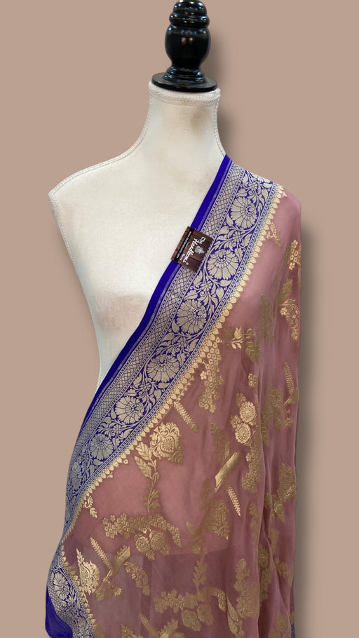 Pure Khaddi Georgette Dupatta - water zari - The Handlooms