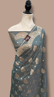 Pure Katan Silk Banarasi Handloom Saree - All Over Sona Roopa Jaal Work - The Handlooms