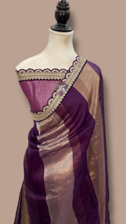 Pure Kora Tissue Handloom Banarasi Saree With Lace - The Handlooms