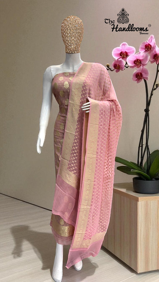 Tissue Khaddi Georgette Banarasi Dress material - The Handlooms