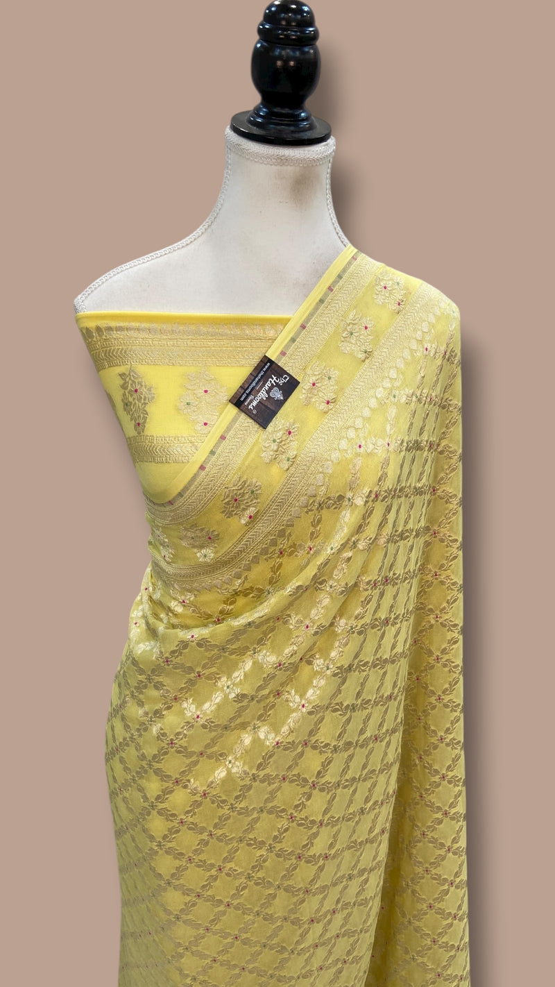 Khaddi Georgette Handloom Banarasi Saree - Meenakari