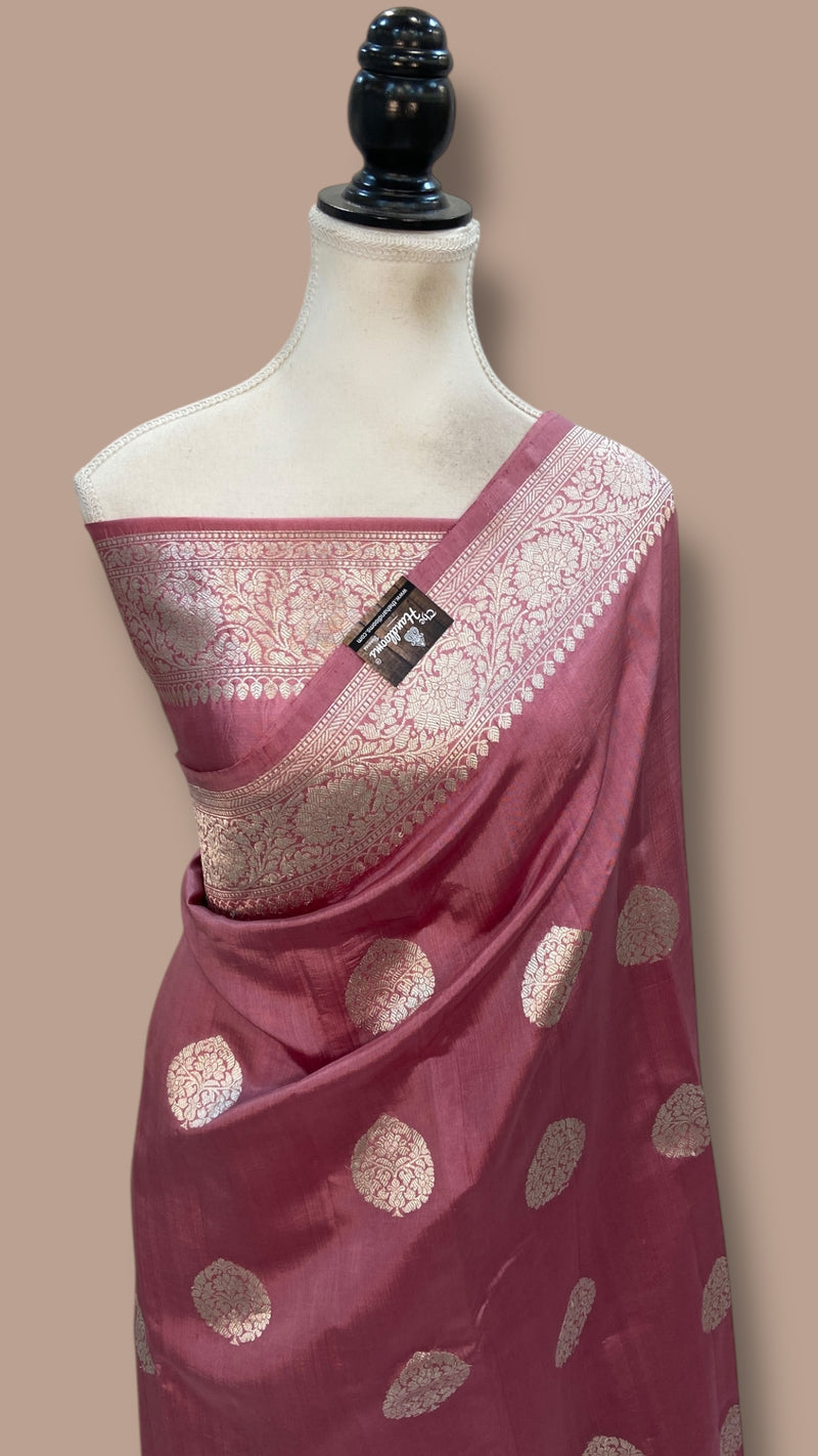 Pure Katan Silk Banarasi Handloom Saree - All Over Kadua Motifs - The Handlooms