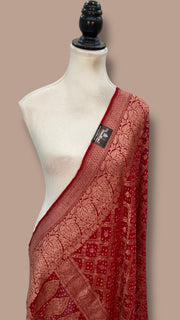 Pure Georgette Banarasi Bandhej Handloom Dupatta - The Handlooms