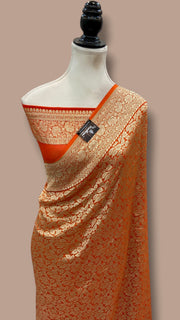 Khaddi Georgette Handloom Banarasi Saree - Tanchui Brocade - The Handlooms