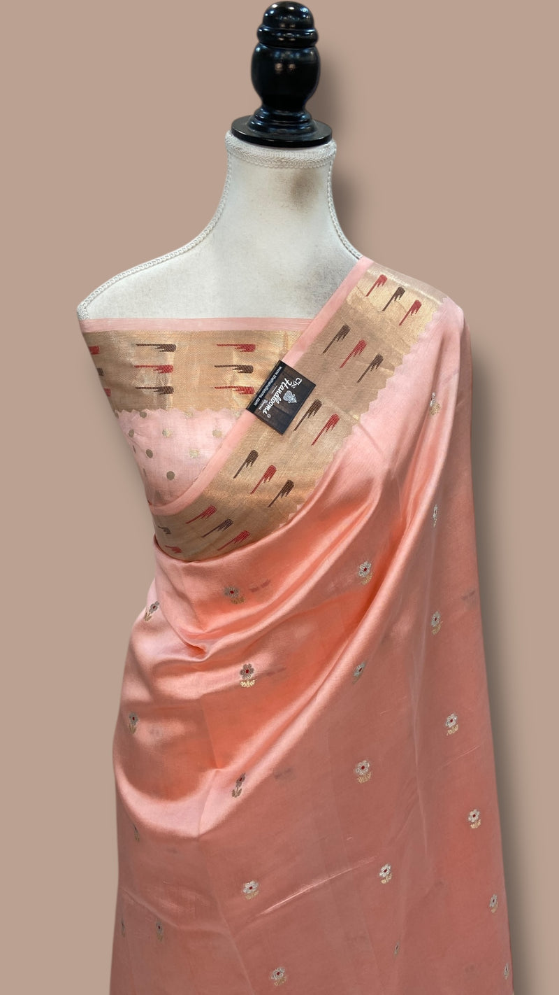 Pure Mango Silk Banarasi Handlokom Saree