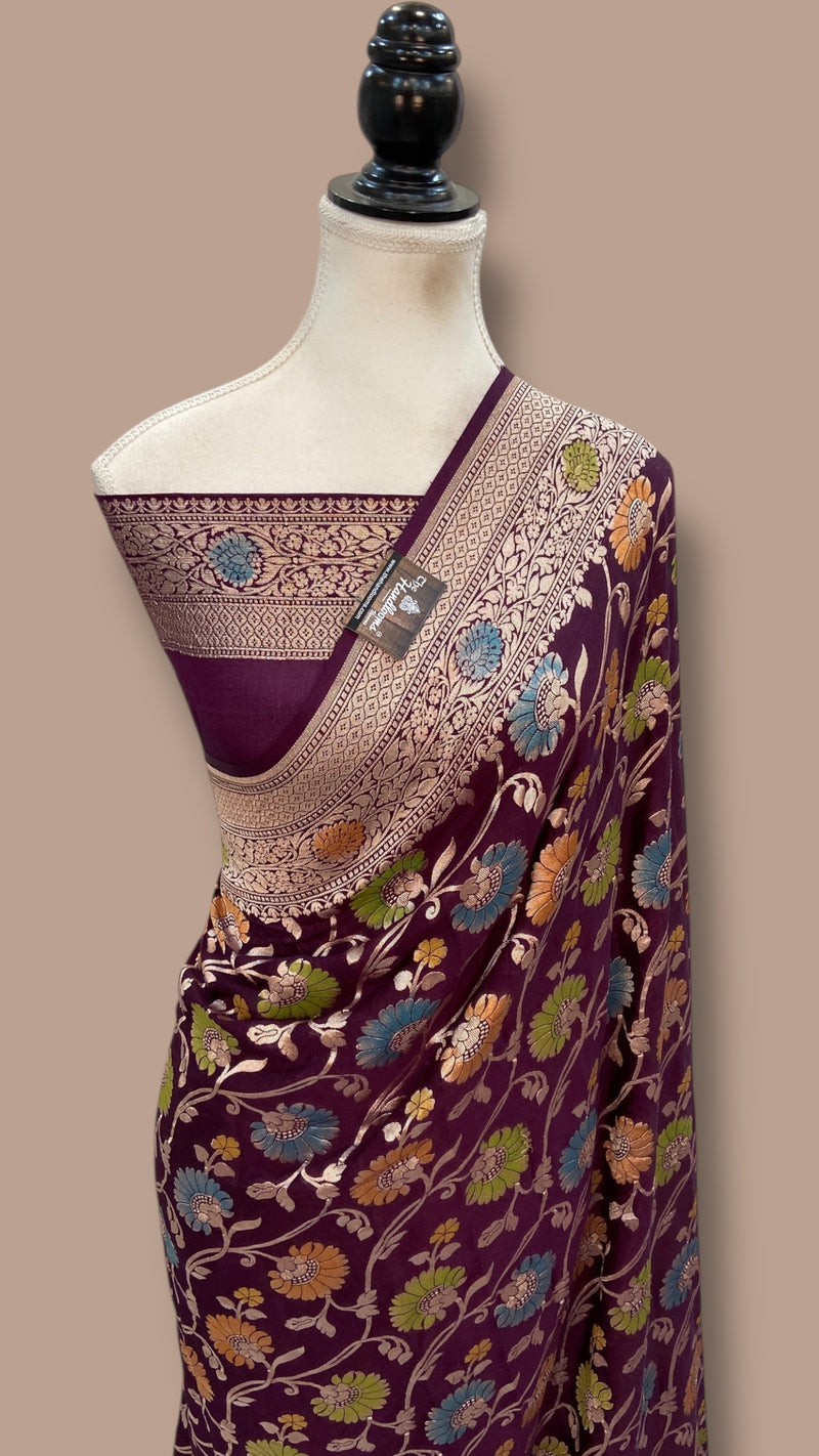 Pure Khaddi Georgette Banarasi Saree - water zari