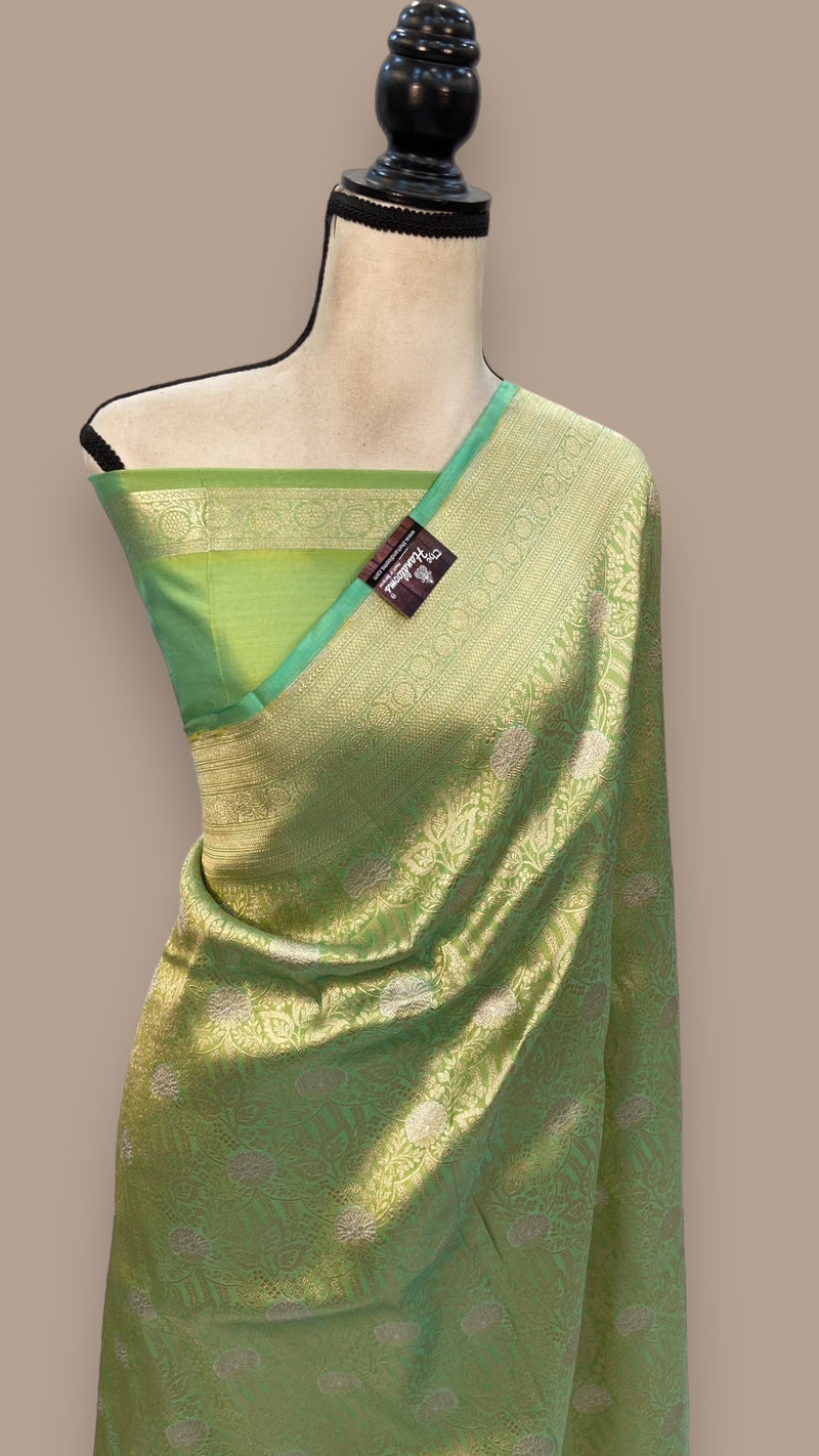 Pure Katan Silk Banarasi Handloom Saree - Tanchui Brocade With Sona Roopa - The Handlooms