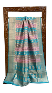Pure Dupion Silk Banarasi Saree - Gold Zari - The Handlooms