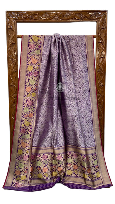 Pure Katan Silk Banarasi Handloom Saree - Tanchui Brocade With Meenakari