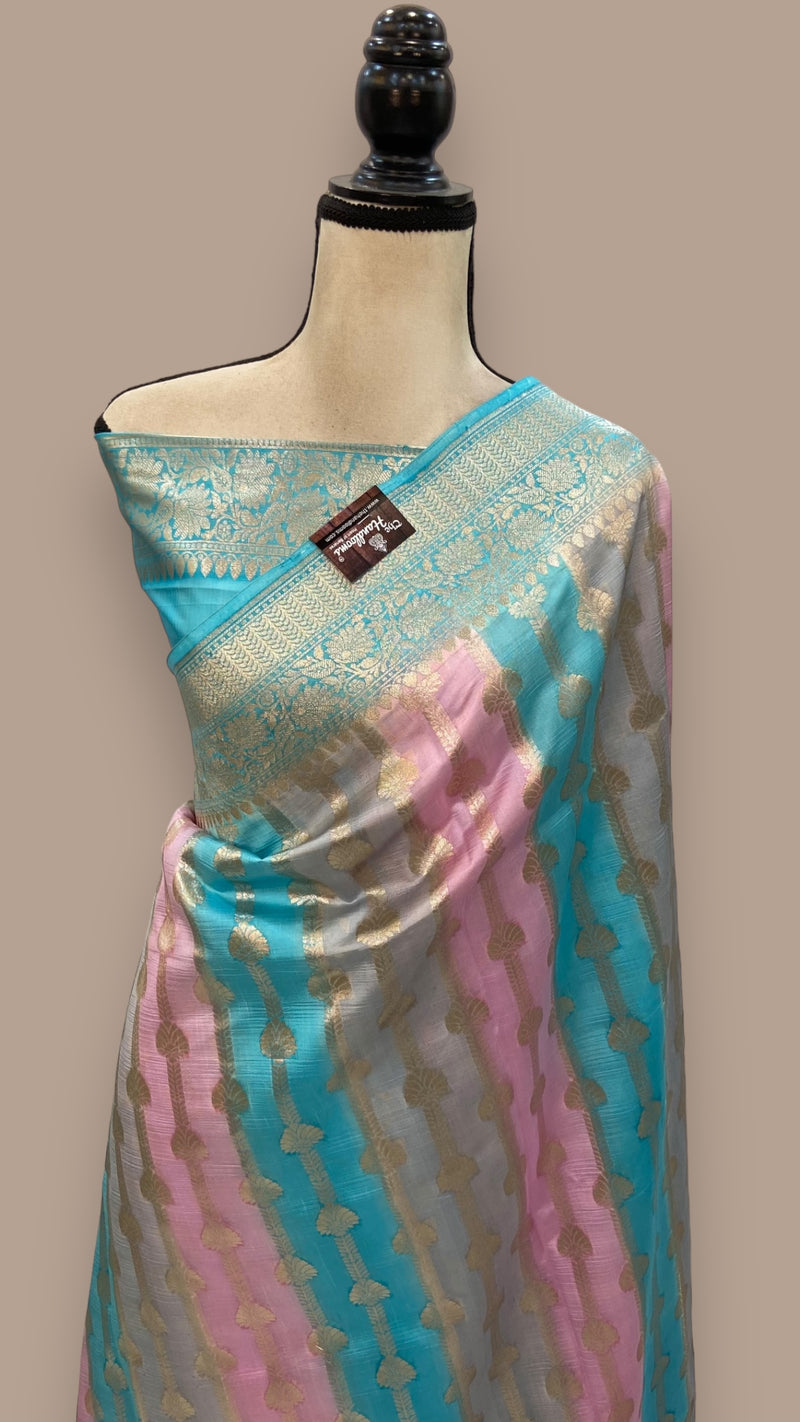 Pure Dupion Silk Banarasi Saree - Gold Zari - The Handlooms