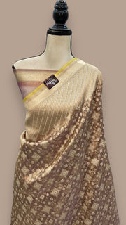 Pure Tissue Reshmi Zari Banarasi Brocade Handloom Saree - The Handlooms