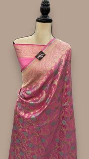 Pure Katan Silk Banarasi Handloom Saree - All over Jaal work - With Meenakari - The Handlooms
