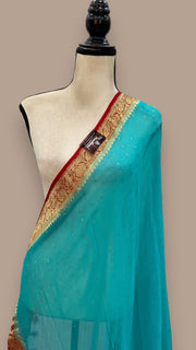 Pure Georgette Dupatta - gold zari - The Handlooms