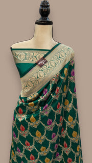 Pure Katan Silk Banarasi Handloom Saree - All over Jaal work - With Meenakari - The Handlooms