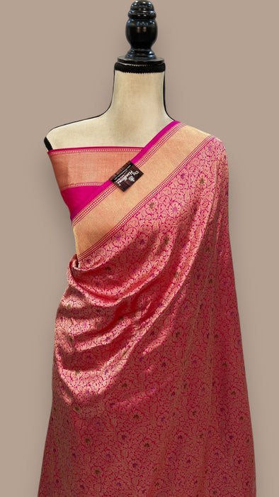 Pure Katan Silk Banarasi Handloom Saree - Tanchui Brocade With Meenakari