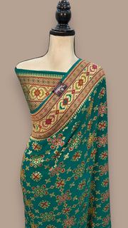 Pure Georgette Banarasi Handloom Saree - with meenakari work - The Handlooms