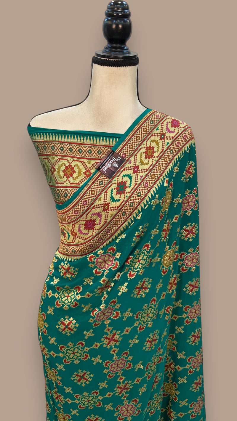 Pure Georgette Banarasi Handloom Saree - with meenakari work - The Handlooms
