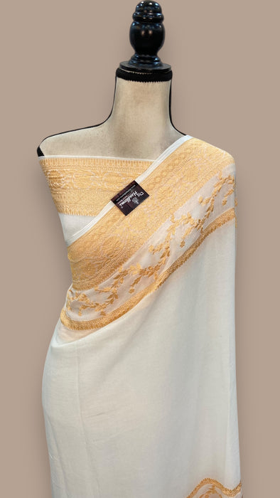 Pure Khaddi Georgette Banarasi Saree -  Gold zari